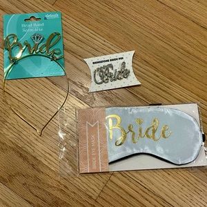 🌟🤍Bride Items! All Brand New! ✨Headband, Night Time Eye Mask, Rhinestone Pin